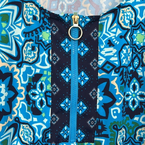 AmberNoonII Womens Swim Top M Turquoise Navy 1/2 Zip Front Thumb Hole Outdoors - Picture 3 of 13